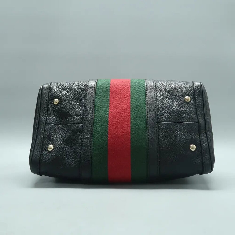 GUCCI Boston Black Leather Satchel 697-021225 - Picture 5 of 12